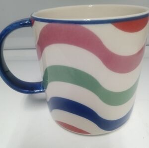 Maeve By Anthropologie Paix L'amour Joie Striped Ceramic mug